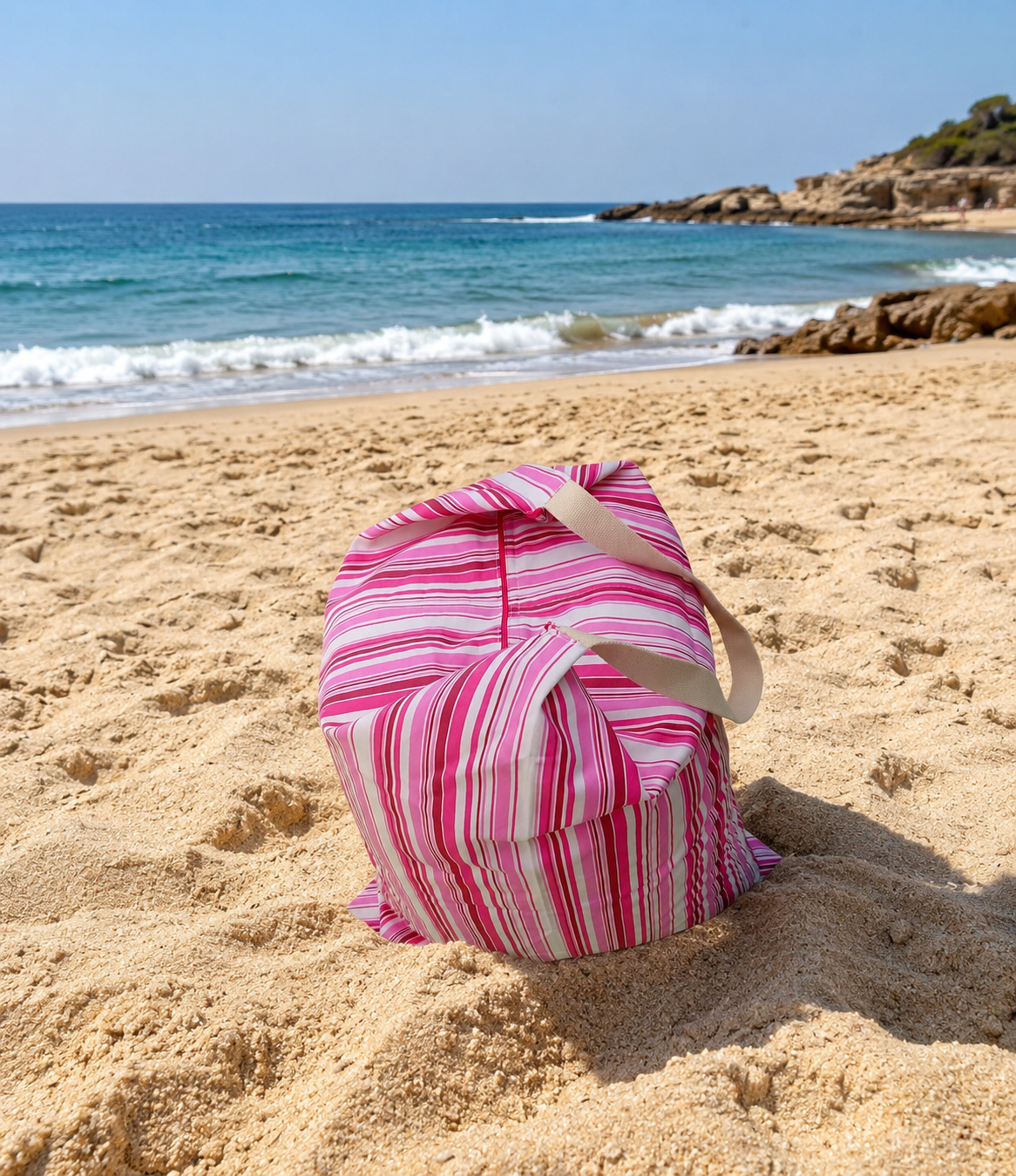 Puff de praia Pink Horizon da Ohana Puffs, feito à mão em Portugal
